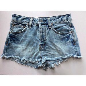 Free People Denim Cutoff Jean Shorts, Size 25, Button Fly, 5 pocket